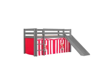 Halvhøj seng med forhæng og rutsjebane Pino Grå, Chucky