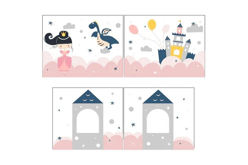 Halvhøj seng med forhæng og rutsjebane Pino Hvid, Prinsesse sophie - Hvid, Prinsesse sophie - Møbler - Børnemøbler - Børneseng & juniorseng - Højseng børn