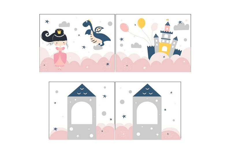 Halvhøj seng med forhæng og rutsjebane Pino Naturlig, Prinsesse sophie - Naturlig, Prinsesse sophie - Møbler - Børnemøbler - Børneseng & juniorseng - Højseng børn