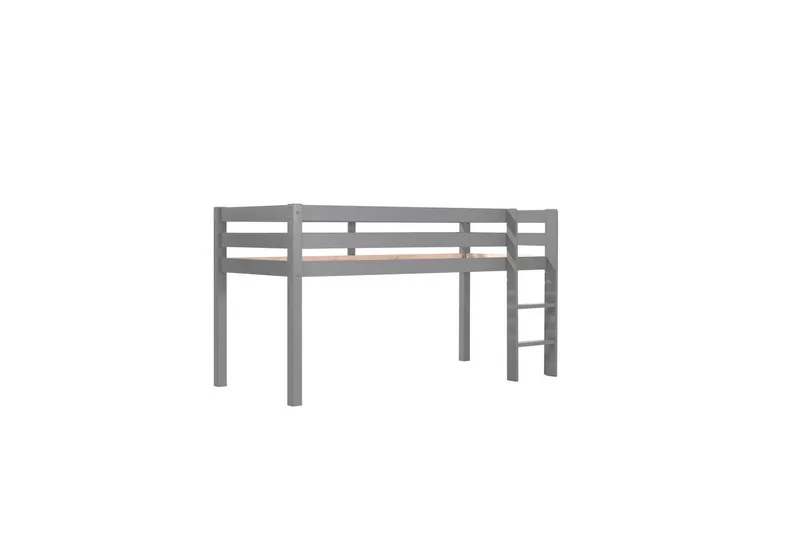 Halvhøj seng med forhæng Pino Grå, Politi - Grå, Politi - Møbler - Børnemøbler - Børneseng & juniorseng - Højseng børn