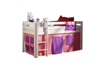 Halvhøj seng med forhæng Pino Hvid, Bella