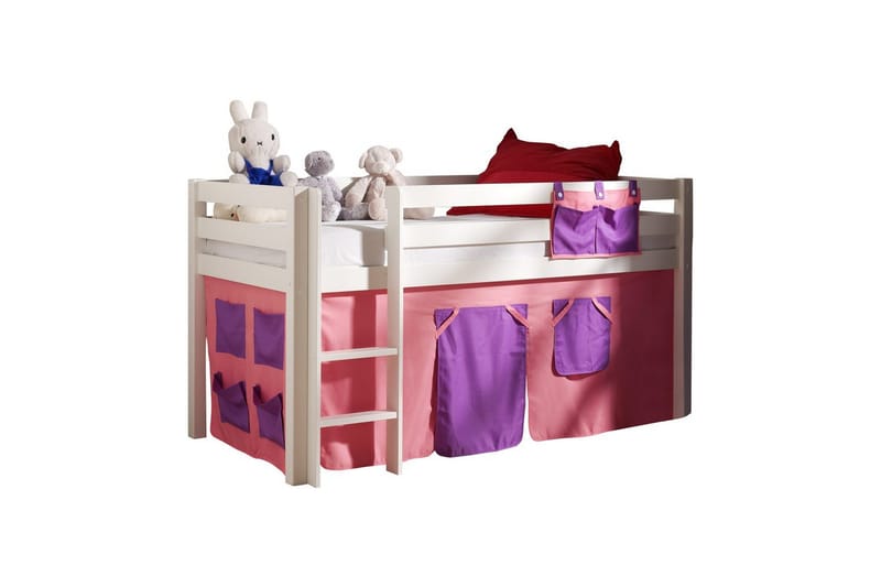 Halvhøj seng med forhæng Pino Hvid, Bella - Hvid, Bella - Møbler - Børnemøbler - Børneseng & juniorseng - Højseng børn