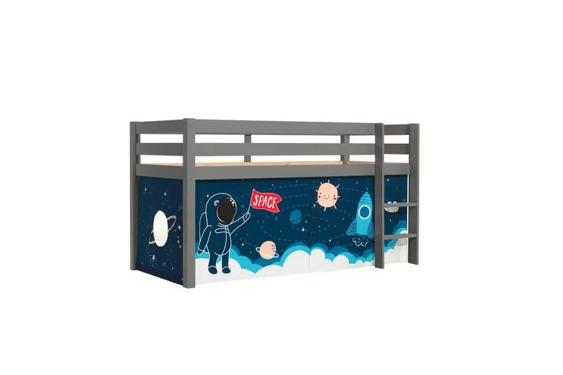 Halvhøj seng med forhæng Pino Grå, Rumfærge, Grå, Rumfærge