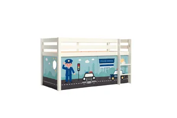 Halvhøj seng med forhæng Pino Hvid, Politi