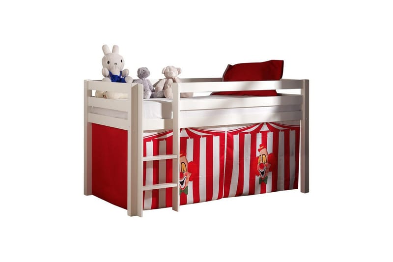 Halvhøj seng med forhæng Pino Hvid, Chucky, Hvid, Chucky