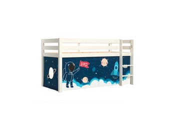 Halvhøj seng med forhæng Pino Hvid, Rumfærge