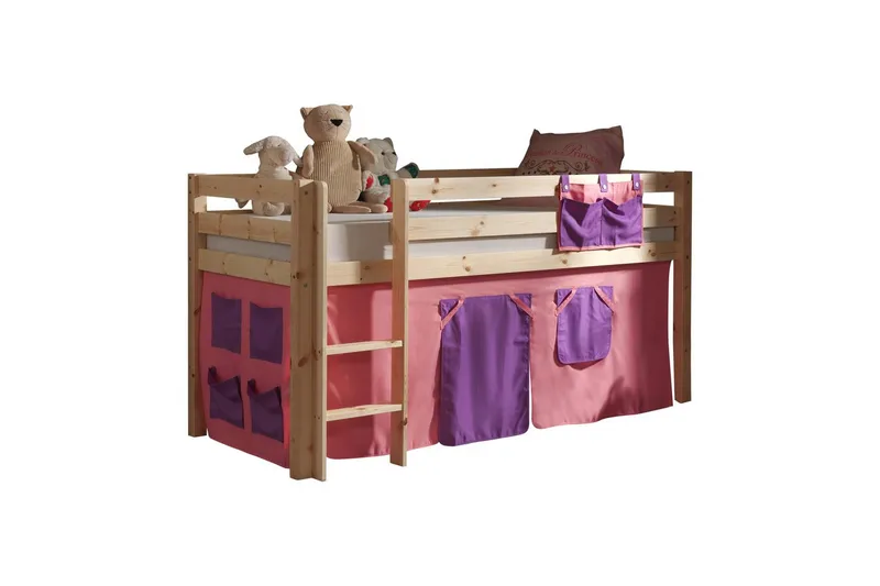 Halvhøj seng med forhæng Pino Naturlig, Bella, Naturlig, Bella