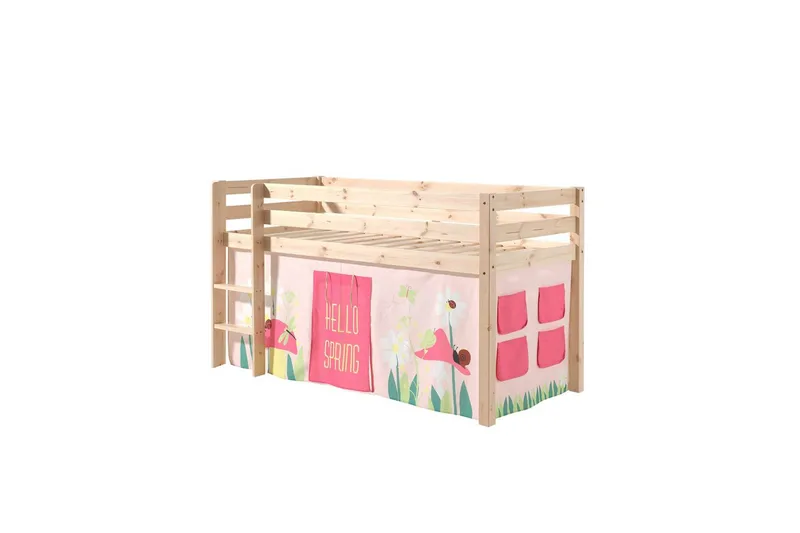 Halvhøj seng med gardin Pino Forår Naturlig, Naturlig, Uden rutsjebane, Uden tunnel, Uden lommer, Naturlig, Naturlig, Uden rutsjebane, Uden tunnel, Uden lommer