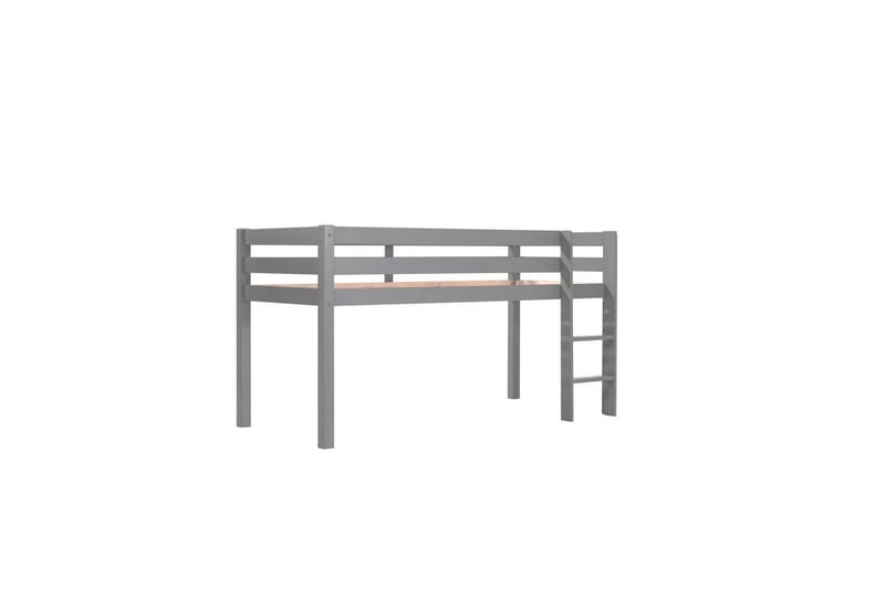 Halvhøj seng med gardin Pino Forår Grå, Grå, Uden rutsjebane, Forår, Fjeder, Uden lommer - Grå, Grå, Uden rutsjebane, Forår, Fjeder, Uden lommer - Møbler - Børnemøbler - Børneseng & juniorseng - Højseng børn