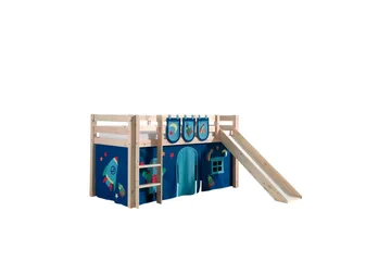 Halvhøj seng med gardin Pino Astro Naturlig, Naturlig, Med rutsjebane, Uden tunnel, 3