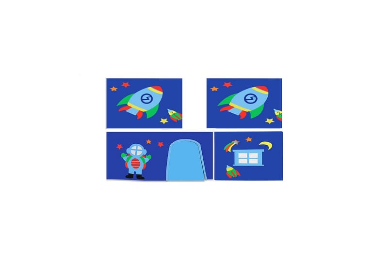 Halvhøj seng med gardin Pino Astro Hvid, Hvid, Uden rutsjebane, Uden tunnel, 3 - Hvid, Hvid, Uden rutsjebane, Uden tunnel, 3 - Møbler - Børnemøbler - Børneseng & juniorseng - Højseng børn