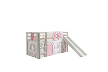 Halvhøj seng med gardin Pino Birdy Hvid, Hvid, Med rutsjebane, Uden tunnel, 3