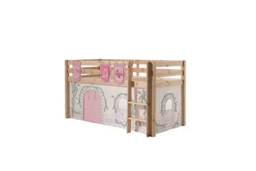 Halvhøj seng med gardin Pino Birdy Naturlig, Naturlig, Uden rutsjebane, Uden tunnel, 3