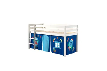 Halvhøj seng med gardin Pino Astro Hvid, Hvid, Uden rutsjebane, Uden tunnel, Ingen lommer