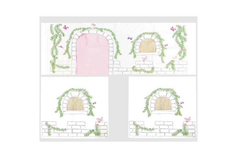 Halvhøj seng med gardin Pino Birdy Hvid, Hvid, Med rutsjebane, Uden tunnel, Ingen lommer - Hvid, Hvid, Med rutsjebane, Uden tunnel, Ingen lommer - Møbler - Børnemøbler - Børneseng & juniorseng - Højseng børn