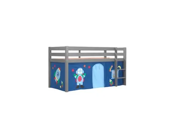 Halvhøj seng med gardin Pino Astro Grå, Grå, Uden rutsjebane, Uden tunnel, Ingen lommer