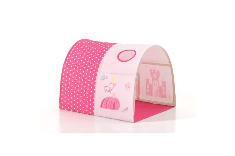 Halvhøj seng med gardin Pino Prinsesse Grå, Grå, Med rutsjebane, Prinsesse, Ingen lommer - Grå, Grå, Med rutsjebane, Prinsesse, Ingen lommer - Møbler - Børnemøbler - Børneseng & juniorseng - Køjeseng børn