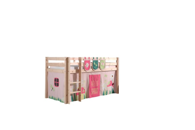 Halvhøj seng med gardin Pino Forår Naturlig, Naturlig, Uden rutsjebane, Uden tunnel, 3, Naturlig, Naturlig, Uden rutsjebane, Uden tunnel, 3