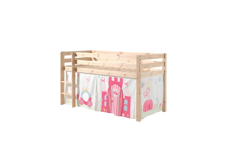 Halvhøj seng med gardin Pino Prinsesse Naturlig, Naturlig, Uden rutsjebane, Uden tunnel, Ingen lommer, Naturlig, Naturlig, Uden rutsjebane, Uden tunnel, Ingen lommer