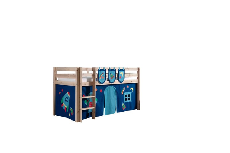 Halvhøj seng med gardin Pino Astro Naturlig, Naturlig, Uden rutsjebane, Uden tunnel, 3, Naturlig, Naturlig, Uden rutsjebane, Uden tunnel, 3