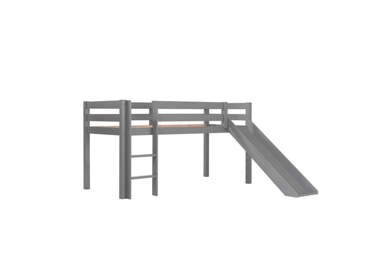 Halvhøj seng med gardin Pino Astro Grå, Grå, Med rutsjebane, Med tunnel, 3 - Grå, Grå, Med rutsjebane, Med tunnel, 3 - Møbler - Børnemøbler - Børneseng & juniorseng - Højseng børn