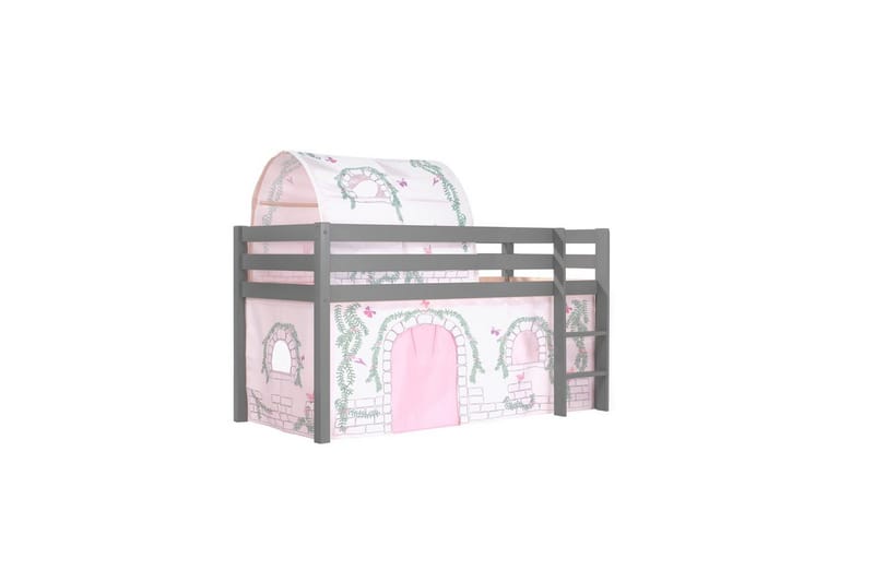 Halvhøj seng med gardin Pino Birdy Grå, Grå, Uden rutsjebane, Birdy, Ingen lommer, Grå, Grå, Uden rutsjebane, Birdy, Ingen lommer