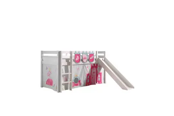 Halvhøj seng med gardin Pino Prinsesse Hvid, Hvid, Med rutsjebane, Uden tunnel, 3