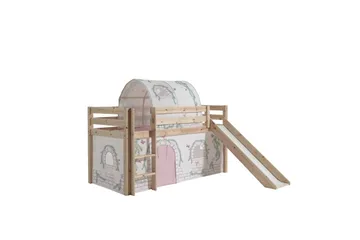 Halvhøj seng med gardin Pino Birdy Naturlig, Naturlig, Med rutsjebane, Uden tunnel, Ingen lommer