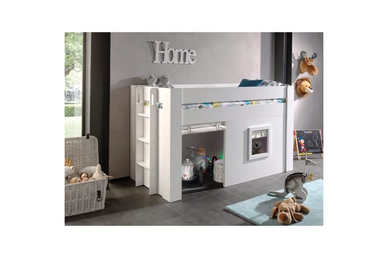 Halvhøj seng med gardiner Noah - Møbler - Børnemøbler - Børneseng & juniorseng - Husseng