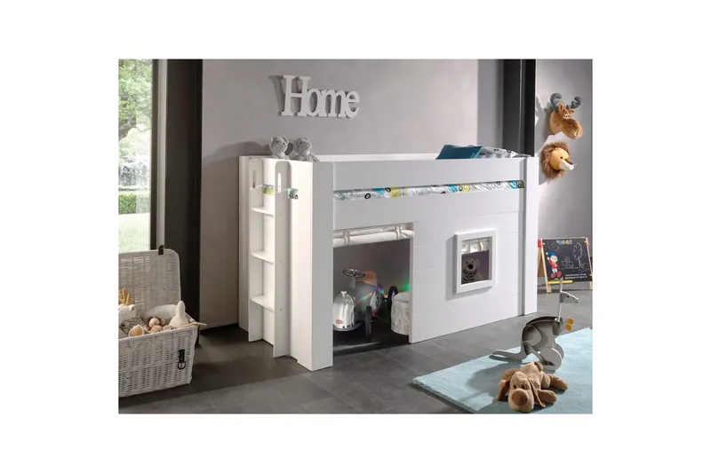 Halvhøj seng med gardiner Noah - Møbler - Børnemøbler - Børneseng & juniorseng - Husseng