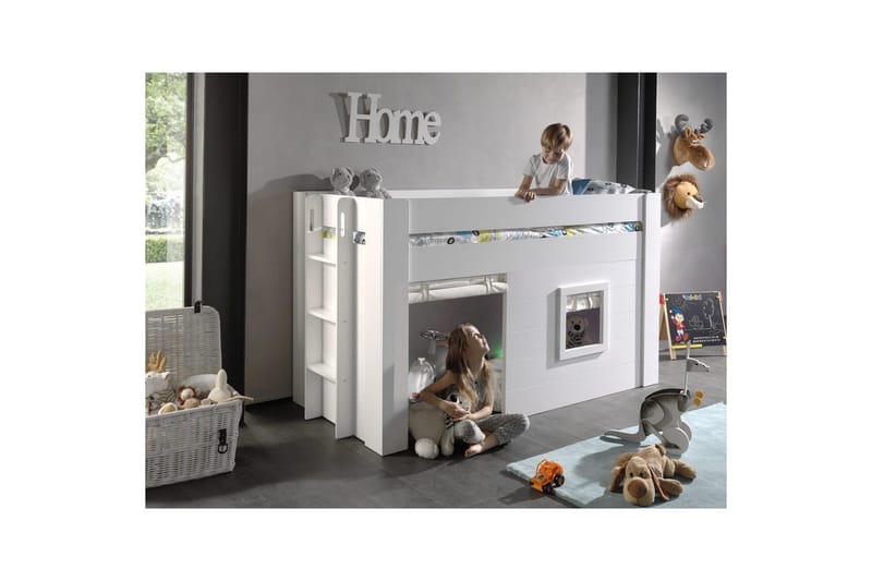 Halvhøj seng med gardiner Noah - Møbler - Børnemøbler - Børneseng & juniorseng - Husseng