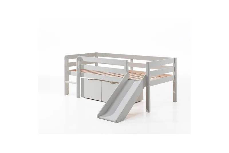 Halvhøj seng med stige og skuffer Pino Hvid, Sæt med 2, Uden hængende hylde - Hvid, Sæt med 2, Uden hængende hylde - Møbler - Børnemøbler - Børneseng & juniorseng - Højseng børn