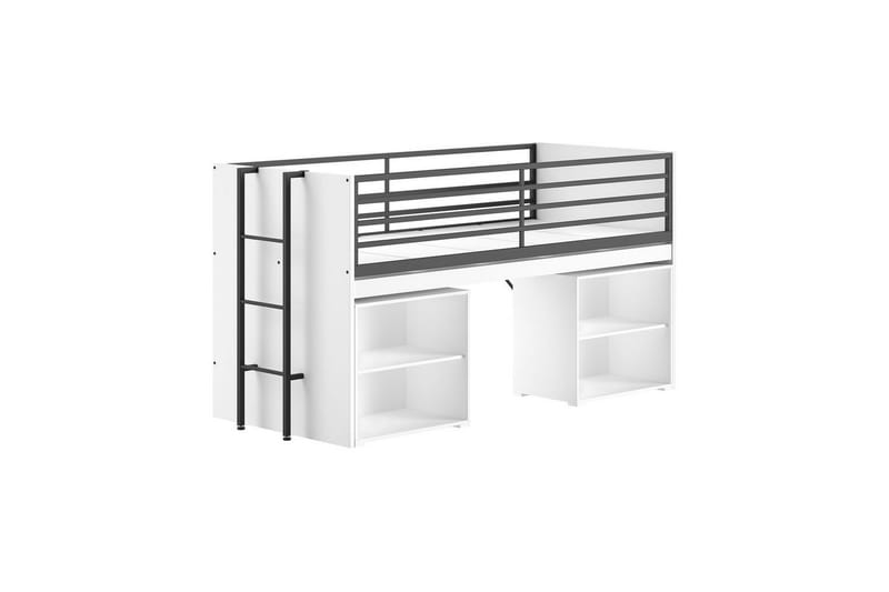 Halvhøj seng og 2 bogreoler Sam Hvid - Hvid - Møbler - Børnemøbler - Børneseng & juniorseng - Højseng børn