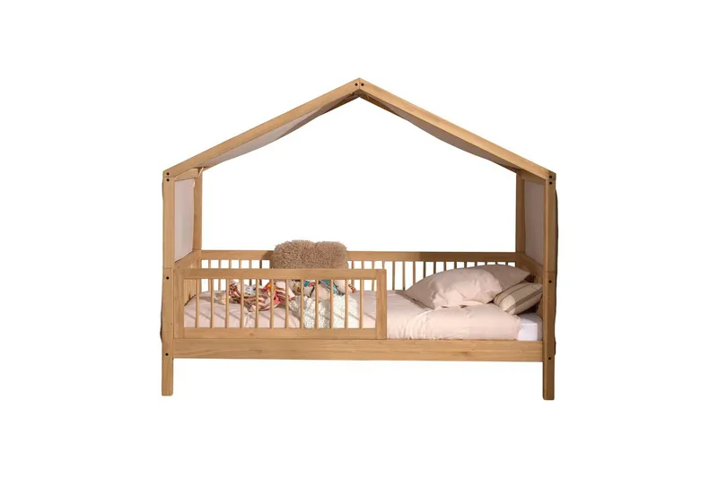 HouseBed med sikkerhedsskinne og tekstilsæt Forrest Egetræ - Egetræ - Møbler - Børnemøbler - Børneseng & juniorseng - Husseng