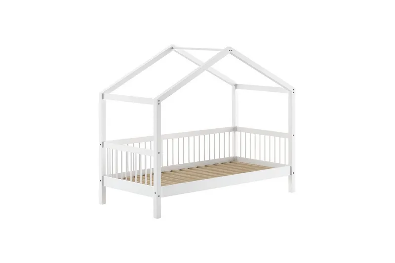 HouseBed med sikkerhedsskinne og tekstilsæt Forrest Hvid - Hvid - Møbler - Børnemøbler - Børneseng & juniorseng - Husseng