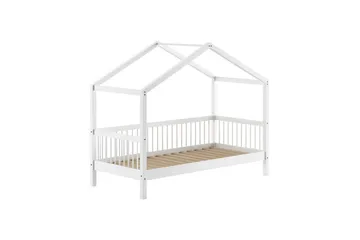 HouseBed med skuffe, sikkerhedsskinne og tekstilsæt Forrest Hvid - Hvid - Møbler - Børnemøbler - Børneseng & juniorseng - Husseng