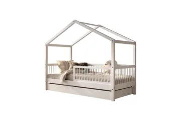 HouseBed med skuffe og sikkerhedsskinne Forrest Hvid - Hvid - Møbler - Børnemøbler - Børneseng & juniorseng - Husseng