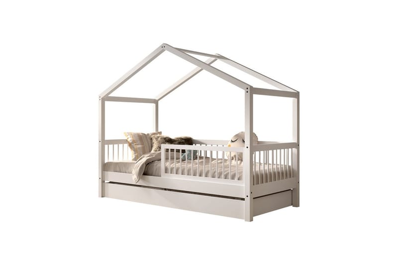 HouseBed med skuffe og sikkerhedsskinne Forrest Hvid - Hvid - Møbler - Børnemøbler - Børneseng & juniorseng - Husseng