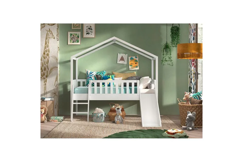 Husseng med Skuffe og Hegn Dallas 90x200 cm Antracit - Antracit - Møbler - Børnemøbler - Børneseng & juniorseng