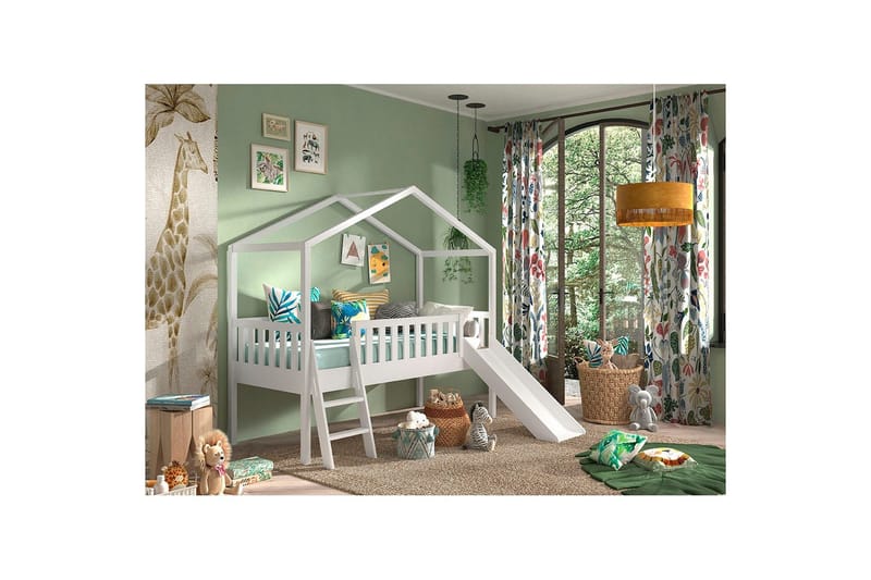 Husseng med Skuffe og Hegn Dallas 90x200 cm Antracit - Antracit - Møbler - Børnemøbler - Børneseng & juniorseng