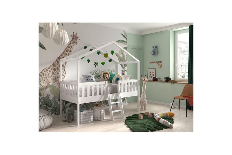 Husseng med Stige Dallas 90x200 cm Hvid - Møbler - Børnemøbler - Børneseng & juniorseng