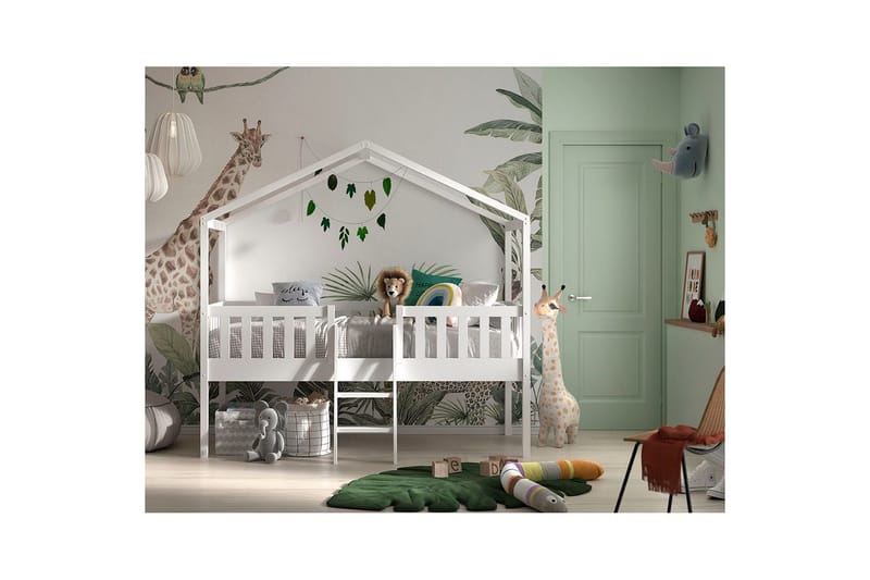 Husseng med Stige Dallas 90x200 cm Hvid - Møbler - Børnemøbler - Børneseng & juniorseng