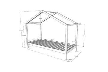 Husseng med Tekstilsæt Dallas 90x200 cm Naturlig, Uden hegn, Uden skuffe - Naturlig, Uden hegn, Uden skuffe - Møbler - Børnemøbler - Børneseng & juniorseng - Husseng