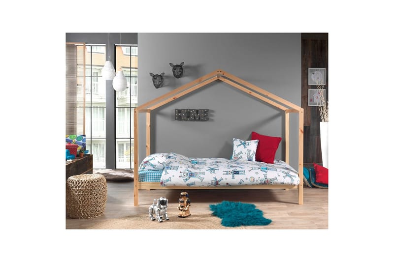 Husseng med Tekstilsæt Dallas 90x200 cm Naturlig, Uden hegn, Uden skuffe - Naturlig, Uden hegn, Uden skuffe - Møbler - Børnemøbler - Børneseng & juniorseng - Husseng