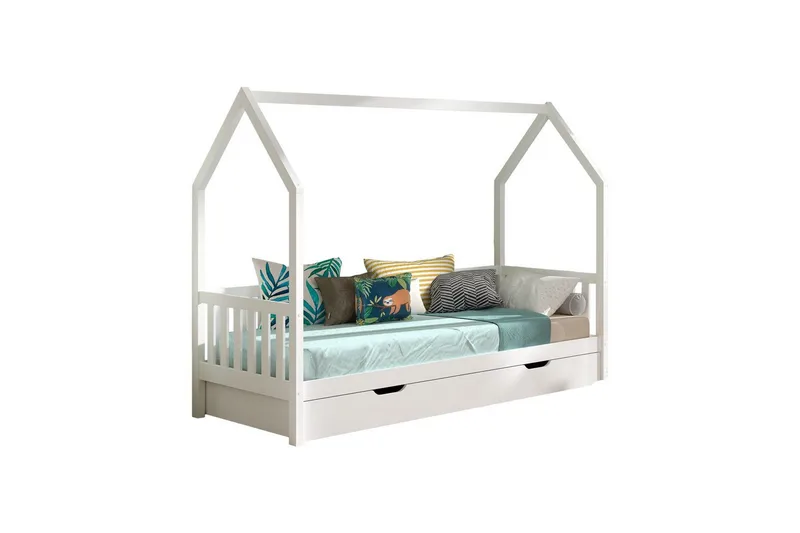 Husseng med Underbed Cabane 90x200 cm Hvid, Hvid