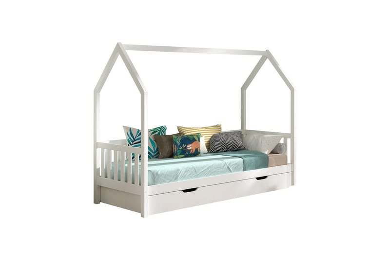 Husseng med Underbed Cabane 90x200 cm Hvid - Hvid - Møbler - Børnemøbler - Børneseng & juniorseng