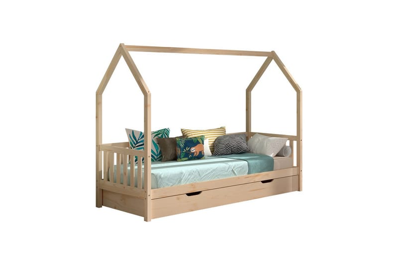 Husseng med Underbed Cabane 90x200 cm Naturlig - Naturlig - Møbler - Børnemøbler - Børneseng & juniorseng