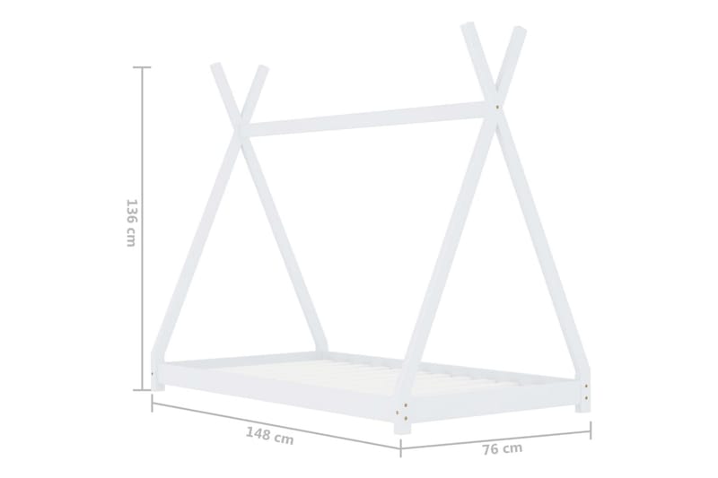 Sengestel Til Husseng 70 X 140 Cm Massivt Fyrretræ Hvid - Hvid - Møbler - Børnemøbler - Børneseng & juniorseng - Husseng