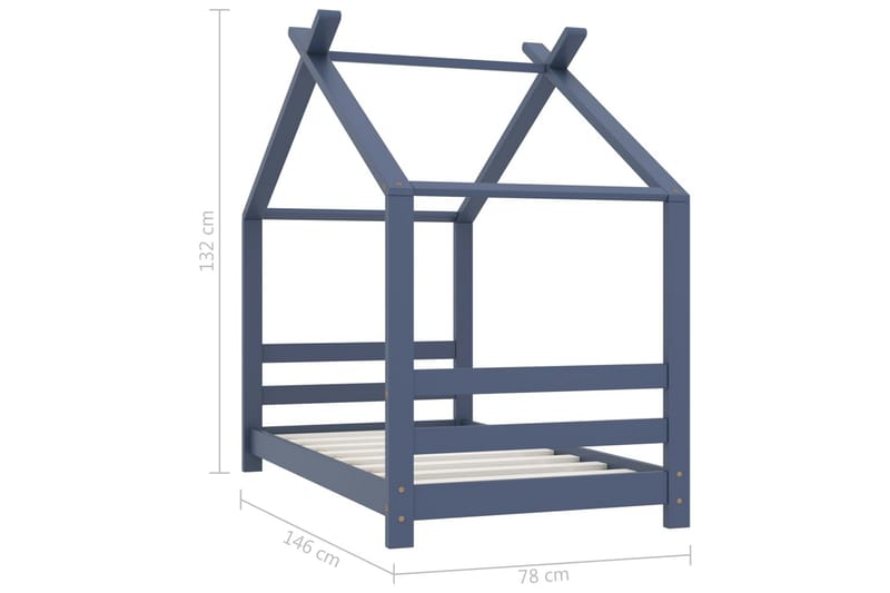 Sengestel Til Husseng 70x140 cm Massivt Fyrretræ Grå - Møbler - Børnemøbler - Børneseng & juniorseng - Husseng