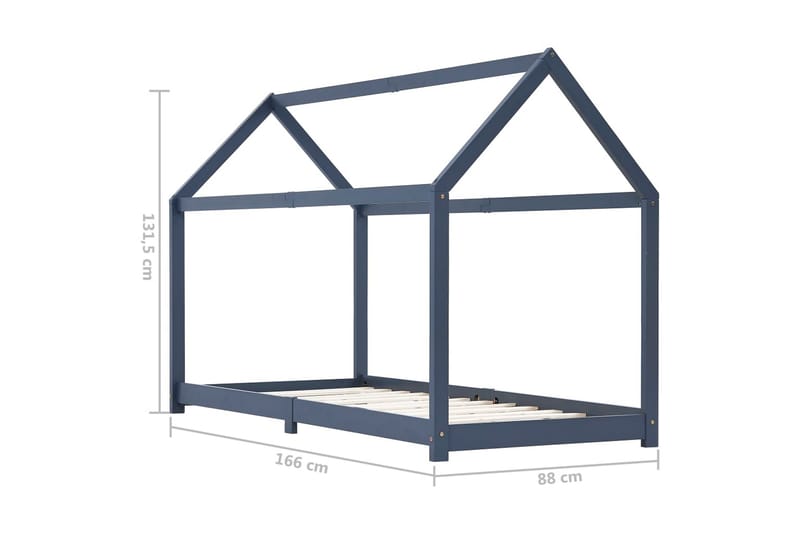 Sengestel Til Husseng 80 X 160 Cm Massivt Fyrretræ Grå - Grå - Møbler - Børnemøbler - Børneseng & juniorseng - Husseng